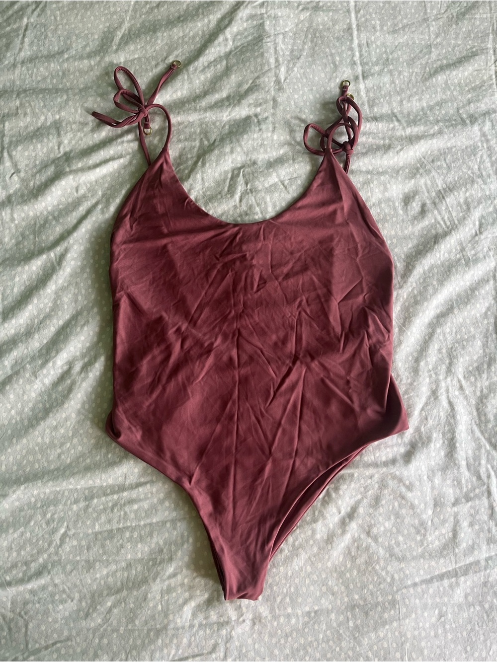 NWT Amuse Society Mauve Tie Strap One Piece Swimsuit, Size L